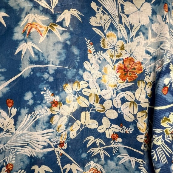 Jak Women's 100% Cotton Floral Button Down Shirt in Royal Made in USA Size XL - Picture 8 of 10